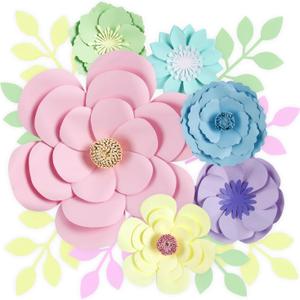 16 Pcs Pastel Floral Paper Flowers for Wall Monogram Sign, Rainbow Macaron 3D Flowers Decorations for Birthday, Party Photo Backdrops, Classrooms, Bridal Shower, Baby Shower
