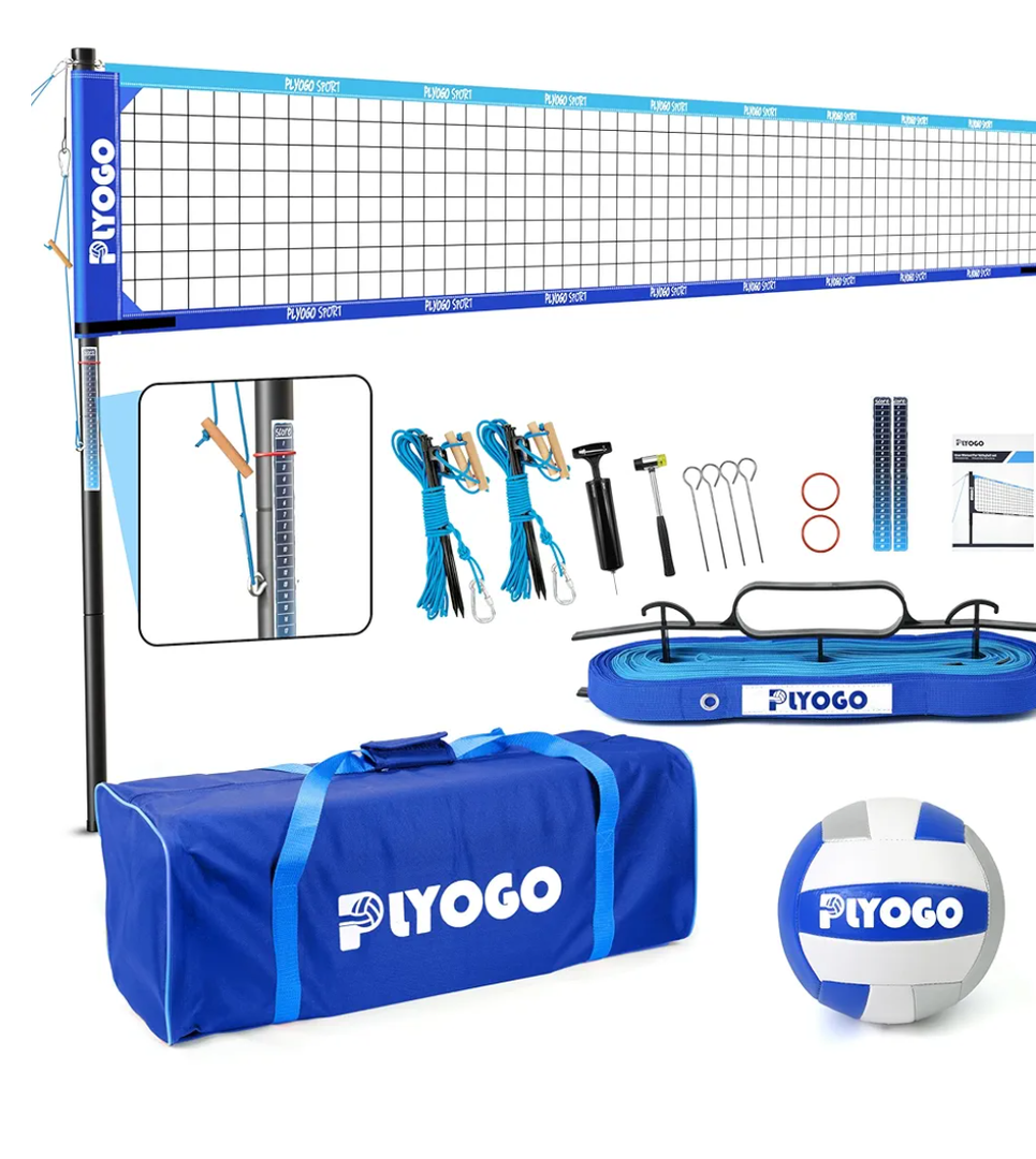 Volleyball Net for Backyard, Professional Portable Outdoor Heavy Duty Volleyball Net Set with Adjustable Aluminum Poles, Anti-Sag Design, Double Tension Adjuster for Beach, Grass |1680D Bag