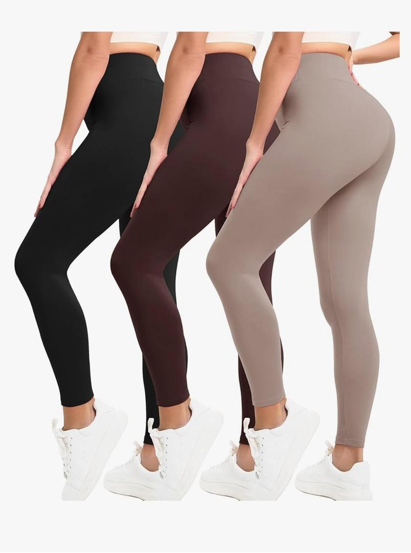 Natural Feelings Buttercloud 3 Pack Leggings for Women-High Waisted Buttery Soft Yoga Pants Lounge Everyday Wear XXL
