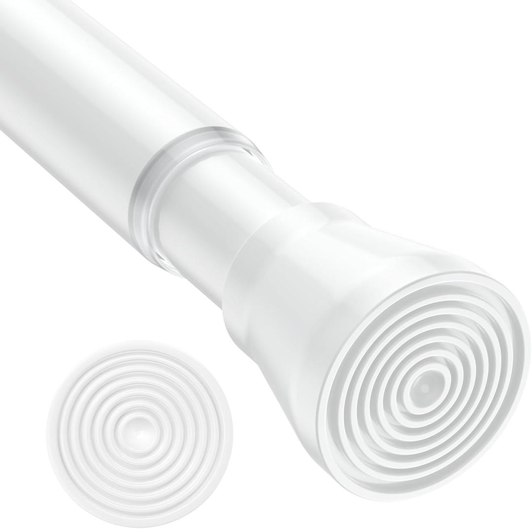 Spring Tension Curtain Rod for Windows 45 to 77 inch White Long Tension rod Adjustable Spring Curtain Rods No Drilling Short Tension Rod for Kitchen, Closet, Bathroom, Bookshelf