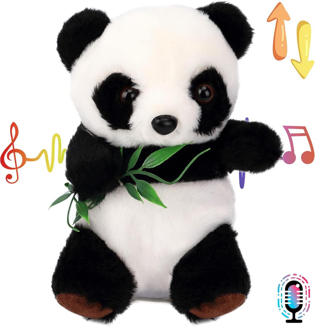 Hopearl Talking Panda Repeats What You Say Nodding Electric Interactive Animated Toy Speaking Plush Buddy Gift for Toddlers, 7''