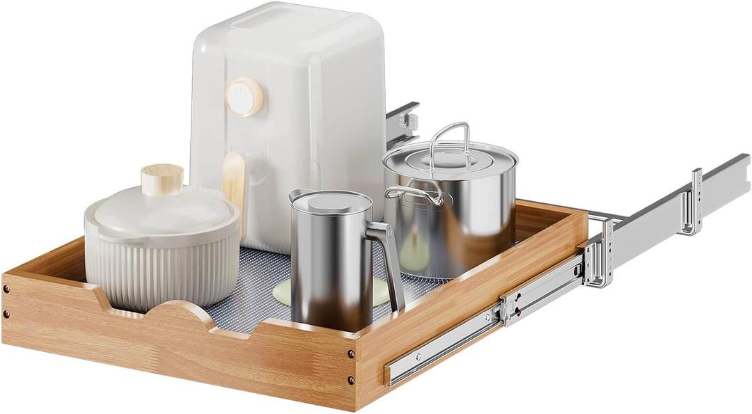 OCG Pull Out Cabinet Organizer 20"W x 21"D, Slide Out Wood Drawer Shelf, Pull Out Shelves for Base Cabinet Organization in Kitchen, Pantry, Bathroom