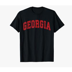 eorgia GA Vintage Athletic Sports Design Red Text T-Shirt, M