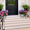 BUAGETUP Outdoor Rug 3'x 5',Grey and White Striped Area Rug Hand-Woven Cotton Porch Rug Machine Washable Indoor/Outdoor Area Rug Floor Mat for Farmhouse Living Room Bedroom