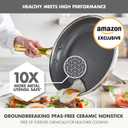 GreenPan Hybrid 10 Nonstick Stainless Steel Frying Pan Skillet, APEX Tri-Ply Thermobond PFAS-Free Ceramic Cookware, Induction & All Cooktop Compatible, Oven Temp to 850F, Dishwasher Safe, Gold