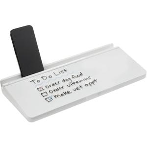Amazon Basics Desktop Dry Erase Whiteboard with Organizer and Accessories, Tempered Glass, 15.7 x 5.4 inches, White