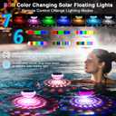 QOLNBY Pool Lights(1 PCS), Solar USB Rechargeable Floating Pool Lights, 6.69 Inch 2600mAh IP68 Waterproof 6 Dynamic Modes Upper and Lower Color Changing Hangable Solar Floating Light for Pools 1 PCS