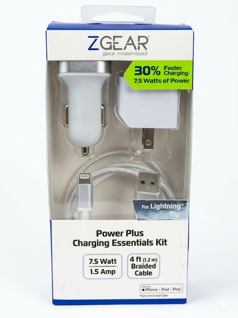 Zgear Power Plus Charging Kit 7.5W 4ft Braided iPhone Cable