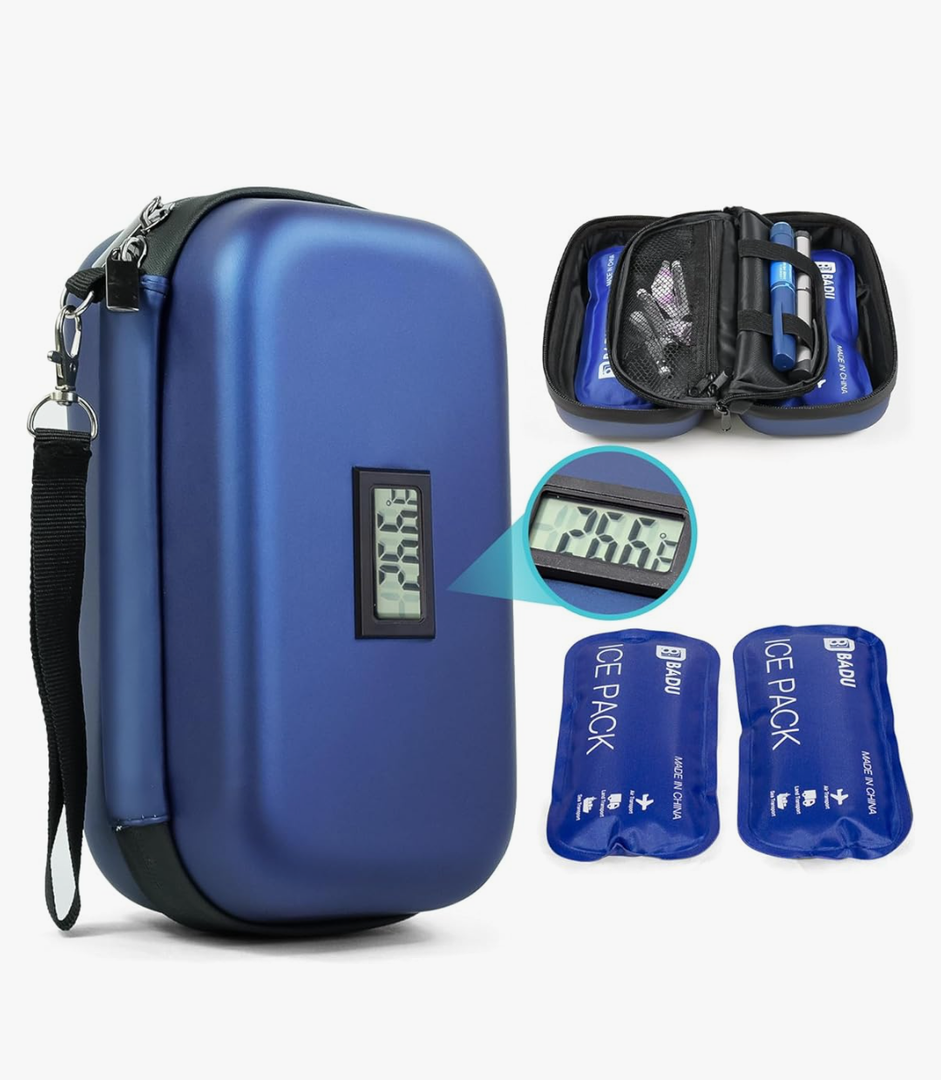 Insulin Cooler Travel Case TSA Approved Medication Diabetic Cooler for Travel with Temperature Display Refrigerated Medicine Organizer Bag with 2 Ice Pack