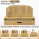 LOHASOK Bamboo Bread Slicer Guide: Bread Cutter for Homemade Bread Loaf - Adjustable and Foldable with Crumb Tray