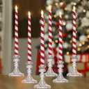 Baquler 6 Pcs Christmas Flameless Taper Candles 10.6 Inch Glitter Candy Cane Candles Battery Operated LED Christmas Candlesticks for Xmas Centerpiece Holiday Party Decor