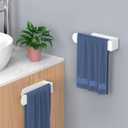 HUFEEOH 2 Pack Adhesive Hand Towel Holder, Kitchen Towel Rack Towel Bars Wall Mounted, Stainless Steel Bath Towel Hanger for Bathroom Hotel Kitchen (White, 8 Inch(2PC))