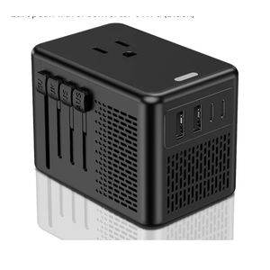 Fast Charging 2 USB A 2 USB C, 220V to 110V Power Converter Adapter Combo International Adapter European Travel Converter C A I G (Black)