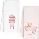 Pink Cute Hand Towels for Bathroom Set of 2, Preppy Light Pink Cute Hand Dish Towel 16x24 Inch for Kitchen Bathroom Accessories Girly, Preppy Bathroom Decor