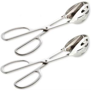 KEBE 2-PACK Serving Tongs for Cooking Buffet Party Catering, Thickening Food Serving Cake Bread Kitchen Salad Tongs, Stainless Steel