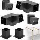 Eapele 6PCS 15° Slanted Roof Pergola Brackets, 3-Way Roof Wall Mount Extension Pergola Kit, Angled Wood Post Base Bracket, Patio Pergolas, Log Cabin