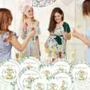 96 Pcs Bunny Party Tableware Set Spring Easter Eucalyptus Rabbit Party Supplies Set 24 Guests Plates Paper Napkins Plastic Forks for Birthday Baby SAYwer Party