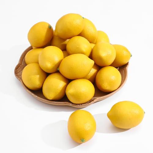 dallisten 12PCS Artificial Lemons – Lifelike Fake Yellow Lemons for Kitchen Decor, Fruit Bowl, Lemonade Party, Photo Props & Summer Table Decorations – Realistic Faux Fruit for Home & Events