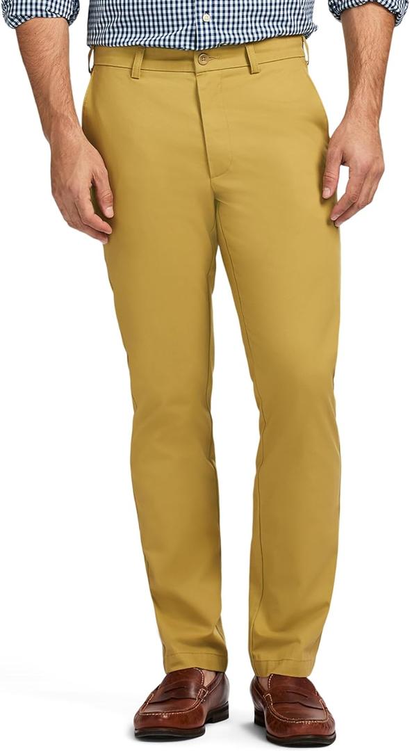 Izod Men's American Chino Flat Front Straight Fit Pant (36W x 34L, Khaki)