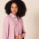 Amazon Essentials Women's Georgette Long Sleeve Relaxed-Fit Pockets Shirt (Pink, XS)