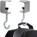 2pcs Desk Mount Bag Holder Hook, Metal Desk Hanger Adjustable Under Table Purse Hook Clamp Portable Headphones Holder Clip Organizer for Women Girls Handbag, Reduce Desk Clutter