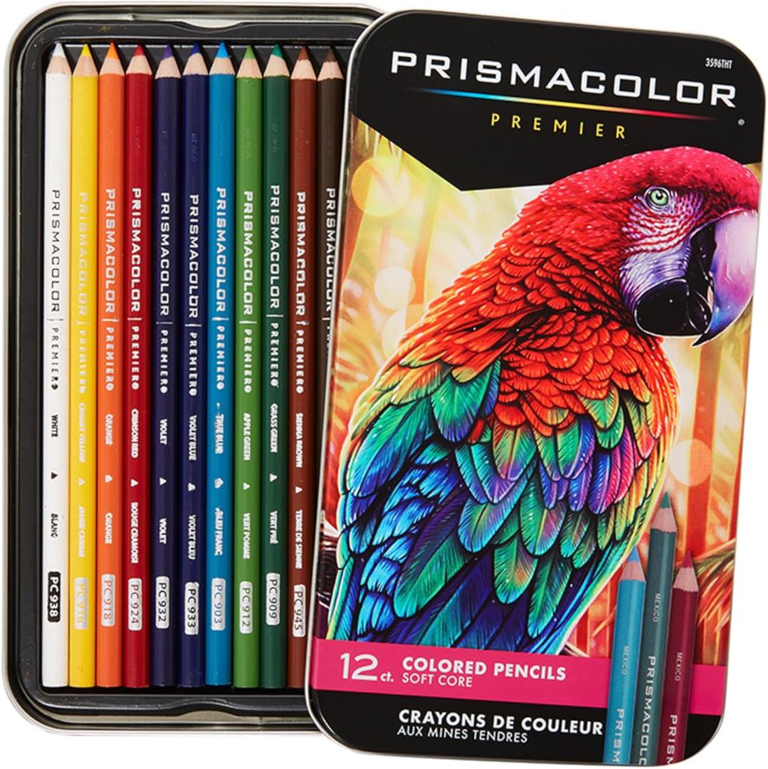 Prismacolor Premier Colored Pencils, Soft Core, Assorted Colors, 12 Count - Durable, Vibrant, Ultra-Smooth, Adult Coloring, Drawing, Sketching, Arts & Crafts