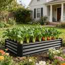 Metal Galvanized Raised Garden Bed Kit, 6 x 3 x 1 ft Galvanized Steel Raised Garden Planter Box Outdoor with Open Base for Growing Vegetables/Flowers/Herbs/Fruits/Succulents, Rectangle, Black