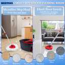 4 Pack Spin Mop Replacements Head Compatible with Oceda EasyWring 1-Tank System,Microfiber Spin Mop Refills Head,1 Mop Scrub Brush + 1 Mop Base + 4 Pack Cleaning Floor Mop HeadWhite)