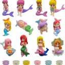 JKanruh 18 Pcs Miniature Mermaid Figurines,Mini Mermaid and Shell Pearl Figurines for Cake Decoration Home Terrarium Decoration DIY Crafts