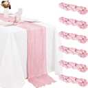 6 Pack Cheesecloth Table Runner 20 x 120 Inch Pink Boho Gauze Cheese Cloth Table Runners 10 FT Long Rustic Sheer Table Decorations for Wedding Party Baby Bridal Shower Birthday Holiday Home