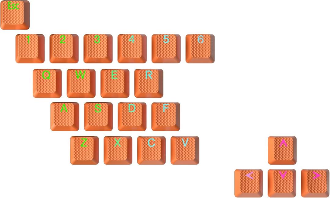 Ranked Rubber Keycap Set | Double Shot Translucent | OEM Profile for Mechanical Gaming Keyboard (Orange, 23 Keys)