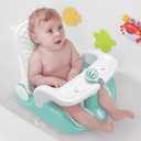 BabyBond Baby Bath Seat with Sitting & Lying 2 Modes, 3-Speed Adjustment, Powerful Suction Cups, Infant Bathtub Chair with Soft and Comfortable Towel, Folding and Hanging (Green)