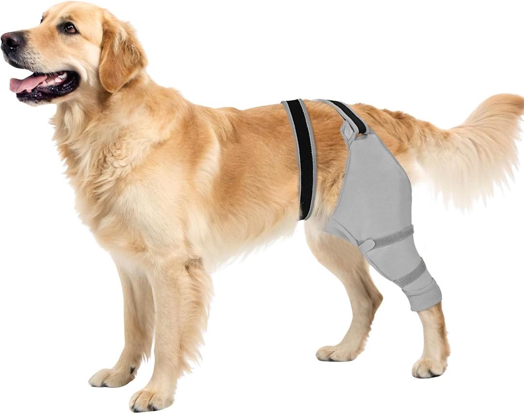 Dog Sleeve for Rear Legs to Stop Licking, Upgraded Recovery Sleeve for Hind Back Leg Wounds,TPLO, ACL Surgery, Light Comfortable Cone Alternative,Left,2XL,Grey