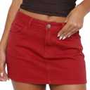 ELLEVEN Denim Mini Skirt for Women,High Stretch Low Rise Sexy Bodycon Jean Skirt with Pockets Casual Summer, XL