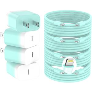 GREPHONE iPhone Charger Fast Charging,20W PD USB C Wall Charger 4 Pack with 6FT Fast Charging Cable,for iPhone 14/14 Pro Max/13/13 Pro/12/12 Pro/11/11 Pro/XS(Blue)