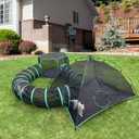 Pawtenda Cat Tents for Outside, Green Outdoor Cat Enclosures, Foldable Pet Playpen with Tunnels for Outside, Portable 4-in-1 Catio Including 2 Tents and 2 Tunnels