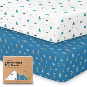 KeaBabies 2-Pack Organic Crib Sheets for Boys, Girls - 52x28 Fitted Crib Mattress Sheet Neutral, Breathable Jersey Cotton Cover for Baby Bed, Toddler Mattress, Soft & Cute Prints