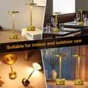 Cordless Table Lamp Rechargeable, 5200mAh Battery Operated Table Light, 3 Color Stepless Dimming Portable Outdoor Touch Lamps for Patio Dining Office Bar Restaurant Hotel (Gold)
