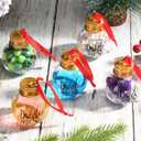 eBoot 24 Pcs Christmas Booze Balls Ornament Fillable Drink Me Ornaments for Christmas Tree Xmas Holiday Clear Hanging Ornament with Gold Lids for Home Decoration (1.7oz)