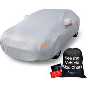 EzyShade 10-Layer Car Cover Waterproof All Weather - See Vehicle Size-Chart - Car Covers for Automobiles & Car Snow Cover - Full Exterior Covers - Winter Rain Sun SUV Sedan. Size A4 (See SizeChart) (Reflective)