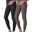 POSHDIVAH 1Pcs Women's Maternity Leggings Over The Belly Pregnancy Yoga Pants Active Wear Workout Leggings Black Brown, Medium