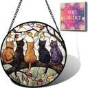 Cats on Tree Branch Autumn Suncatcher Sun Catchers Indoor Window Gifts 9.8"