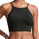 Aqua Eve Women's Sport Bra Bikini Tops Racerback Swimsuit High Neck Bathing Suit Crop Swim Tops Only No Bottom (Black, XXL)