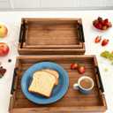 Coffee Table Tray Decorative Nested Vintage Wood Serving Tray Set for Eating, Breakfast, Party, Kitchen, Ottoman,Tea Coffee Table Large Ottoman Trays (Wood, 3Pc)