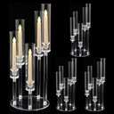 4 Pack 5 Arm Acrylic Candelabra Centerpiece for Tables | Clear Candle Holder Stand with Removable Lampshade,Elegant Centerpieces for Wedding Dinner Party Home Decor Fits LED Candles