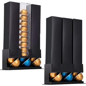 2 x 2 Pack Pod Dispenser Compatible with Nespresso/Vertuo Capsules 3 Compartment Box Sleeve Holder with Non Slip Steel Base Holds 30 Coffee Pods Dispenses 3 Coffee Flavors