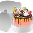 Zsccxq 50 Pcs 5 Inch Mini Cake Boards Round Mousse Cake Boards Disposable Cardboard Plate Round Coated Cakeboard for Kitchen Baking Caking Pizza Dessert Cupcake Tray (Silver)