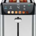 Chefman Smart Touch 2 Slice Digital Toaster, 6 Shade Settings, Stainless Steel Toaster 2 Slice with Extra-Wide Slots, Thick Bread Toaster and Bagel Toaster, +10, Defrost, Removable Crumb Tray