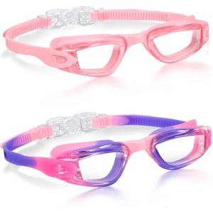 Aegend Swim Goggles Pack of 2 Swimming Goggles for Kids, Boys and Girls Age 3-14 (Pink & Pruple)