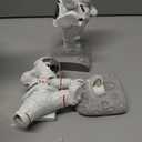 White Book Ends for Kids, Upgraded Astronaut Bookends Resin Spaceman Book Holders for Shelves Sturdy Book Stopper Book Ends to Hold Books Unique Outer Space Book Shelf Ends(F2-Silver Color)